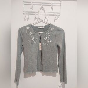 Beautees Gray Sweater with Embellishments